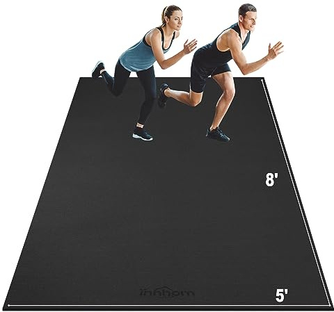 innhom Large Exercise Mat Fitness Mat for Home Gym Workout Gym Mat for Fitness, Floor Exercises, HIIT, Cardio, Gym Work, Equipment Heavy Duty Rubber Flooring for Gym
