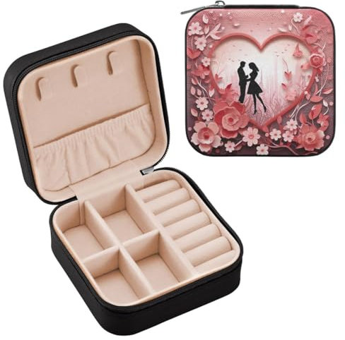 JUMBEAR Portagioie da viaggio per coppie di San Valentino, da donna, portagioie da viaggio, piccolo portagioie per collane, bracciali, orecchini