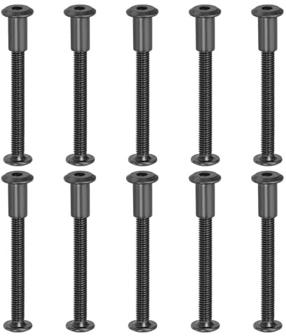 PATIKIL M6 x 55 mm Hex Chicago Screws,10 Set Binding Screw Posts | Posts Connecting Hex Drive Socket Cap Bolt Nuts,for Scrapbook Leather Belt Album Photo Furniture Repair,Black