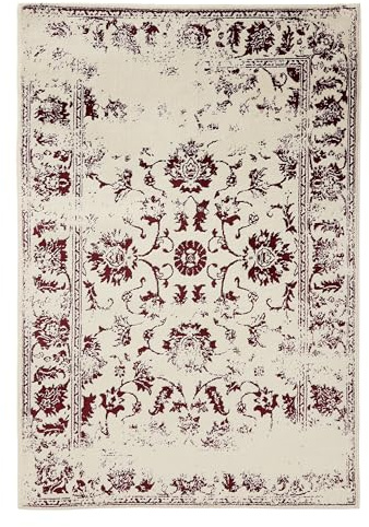 benuta Basic Matta Suki - Kräm/Röd 120x170 cm Syntetisk - Rektangulär vintage orientalisk - Lättskött vardagsrum sovrum