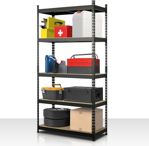 Floordirekt, scaffalatura per carichi pesanti, scaffalatura per cantina, scaffalatura con struttura in acciaio, capacità di carico 1050 kg (Nero, 180 x 90 x 60 cm) Rhino