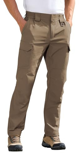 MOURCE Men's Hiking Pants with 7 Pockets - Lightweight Quick Dry Ripstop Tactical Cargo Pants for Men, Mud Khaki