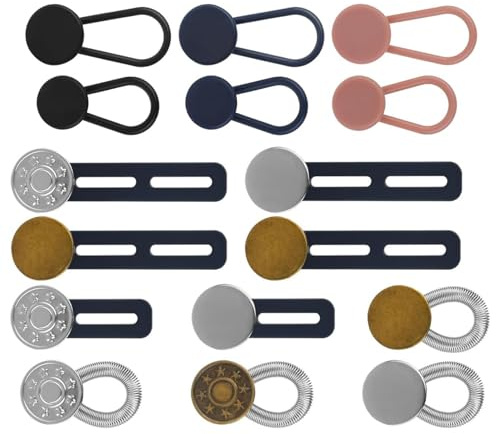 GrueGard Extensores de Cinturón Pantalón | Sin Costuras | Extensión Talla Hombre y Mujer | Botón Alargador Metal y Plástico | Para Jeans, Embarazo, Diario (Multi Color, 4cm+3.2cm+3cm+2cm)