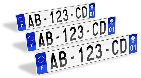 3 placas de matrícula con ribete negro para coche y remolque, homologado, SIV, 520 x 110 mm, extra resistencia a los golpes, a la intemperie y a los rayos UV - Plexi