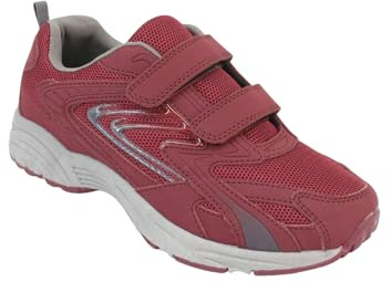 Chums Ladies Touch and Close Wide EE Fit Trainer with Cushioned Ankle Collar, Adjustable Touch Fastening & Sturdy Outdoor Sole Burgundy 6