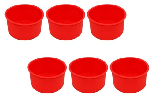 Syglawnd Tortiera Rotonda, Stampo per Torte in Silicone Antiaderente Teglia Rotonda da 4 Pollici Mousse Rossa 6 Pezzi, Stampi da Forno Antiaderenti