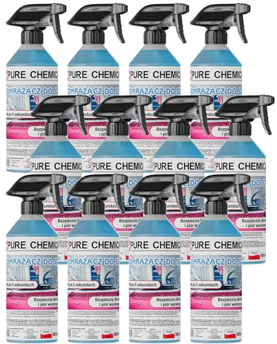 CHOSA Deghiacciante Spray per Vetri Auto Set 12 x 0,5L - Spray Antighiaccio per Parabrezza - Spray Anti Ghiaccio e Brina con Erogatore - Sbrinatore Rapido per visibilità Chiara