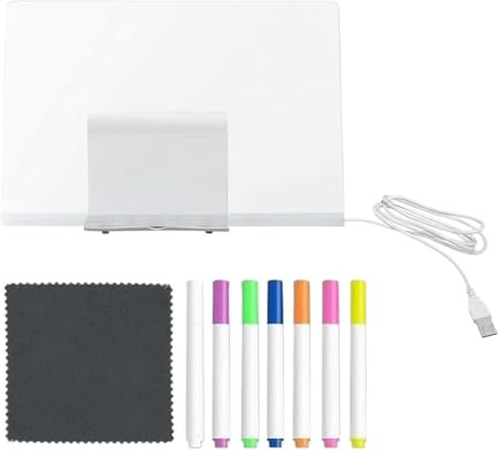 Tavolo da disegno illuminato - 11,81x7,87 pollici, lavagna per appunti a LED con penna a 7 colori | Acrilico Illuminato Disegno Scrittura Messaggio Magic Boarded per l'apprendimento interattivo