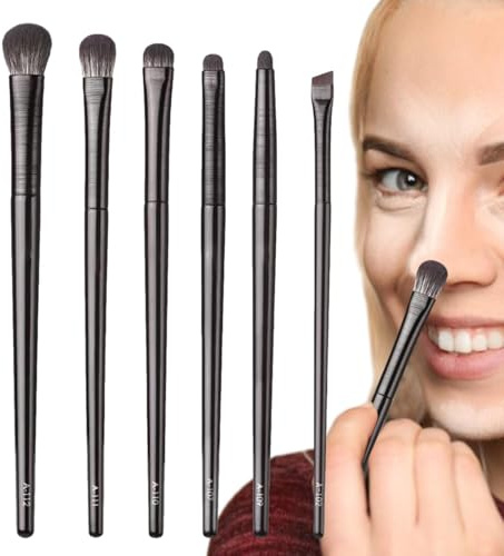 Juego de pinceles para sombra de ojos, 6 piezas, herramienta de fusión suave para cejas, juego de pinceles de maquillaje para sombra de ojos, mujer y niña, novia, amiga, hermana, playa, gimnasio