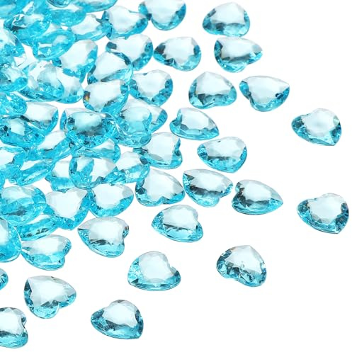 QUARKZMAN 250 Pcs Corazones Acrílico Azules, Cristales Corazón Artificiales para Relleno Floreros, Corazones Decorativos para San Valentín para Esparcir En Mesas, Arte Manual para Fiestas