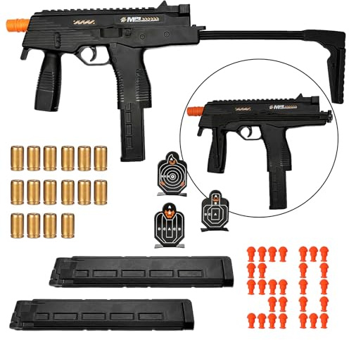 Dreamplay MP9 Toy Gun, Realistic Automatic Shell Ejecting Toy Gun with Buttplate Pull Back Action Shooting Games Education Model Toy for Kids Gifts