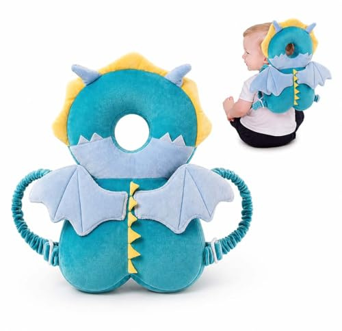 UYVPAER Proteggi Testa Bambini Primi Passi Cuscino Di Sicurezza Regolabile Design Drago Con Funzione Squittio Per Neonati Gattonare Camminare