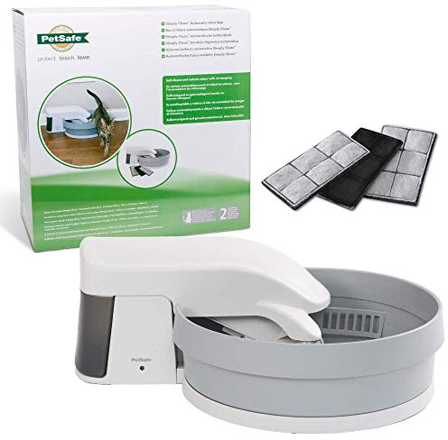 PetSafe Selbstreinigende automatische Katzentoilette, verwendet Klumpen, kein Schaufeln, Weiß, Grau