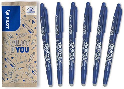 Pilot FriXion Ball, Radierbarer Tintenroller, Blau, 6 Stück (1er Pack)