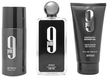 Afnan 9 PM Luxury Perfume Gift Set – Eau De Parfum, Deodorant & Shower Gel