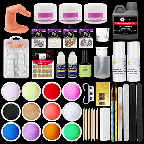 Lillyvale Acrylic Nail Kit Professional Powder Liquid Primer Tips Practice Tool Full Kit