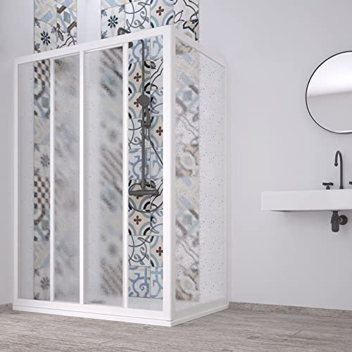 Decorspace - Mampara de ducha angular Acril de acrílico con perfiles de PVC apertura central reducible Made in Italy garantizado 10 años (70 x 90 cm)