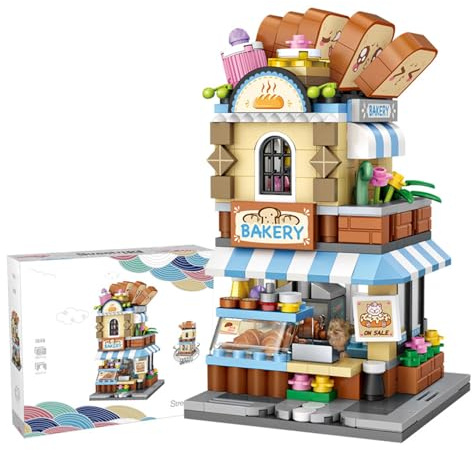 MEIEST Mini City Shop Street View Building Blocks Model Set,Creative DIY Simulation Architecture Collection Particle Construction Building Bricks Toy for Kids Adult Home Decor (Bakery)