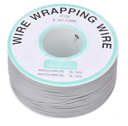 Fil de cuivre étamé, OK Wire Circuit imprimé réparation Wire-Wrapping 30AWG Wrapping Jumper Wire 300m Gris Fil électrique Câble électronique toronné