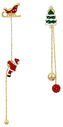 Boucles d'oreilles pendantes Père Noël en mouvement Bijoux insolites Noël Fashion Girlfriends Gift Women Long Chain Tassel Red Green