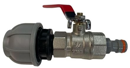 mdpe Water Pipe to Garden Hose Connector with Metal Full Flow Valve (25mm mdpe-Valve-Click-Lock)
