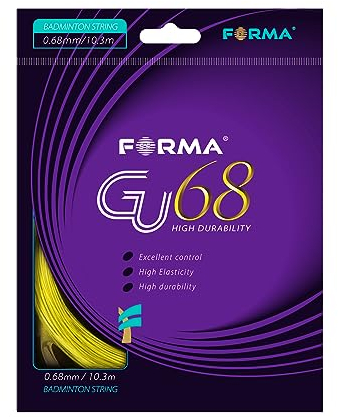 FORMA S.F. GU68 Badmintonsaite, 0,68 mm, 10,3 m, starke Haltbarkeit, gute Elastizität, Gelb