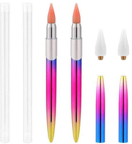 Juego de 2 lápices de punta de cera con cabezal de cera intercambiable adicional, lápiz de punta de cera, herramienta para manicura