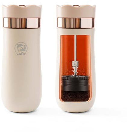 HAILASRE Caffettiera a pressione francese da viaggio 12 oz Caffettiera francese portatile Tazza da caffè in acciaio inossidabile ideale per campeggio e viaggi