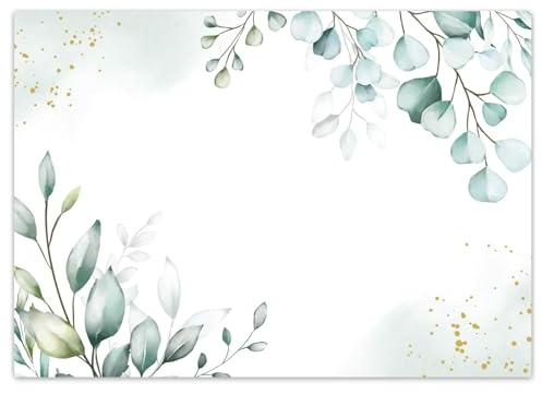 younikat 100 manteles Individuales con Motivo de Acuarela de eucalipto I DIN A3 Rectangular I Mantel Individual de Papel I diseño Moderno I Mantel desechable I Verde I gastronomía y hogar I dv1437