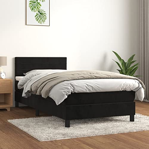 qohoio Boxspringbett mit Matratze Schwarz 90x190 cm Betten Bett Mit Matratze Bett Boxspringbett Schlafzimmer MöBel Samt - 3141337