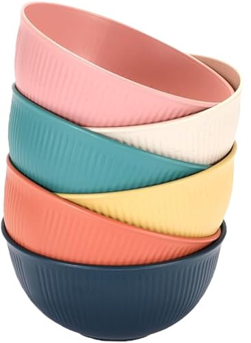 MaoMaoCha Unbreakable Cereal Bowls Set of 6, 24 oz Plastic Salad Bowls, Dishwasher & Microwave Safe, Lightweight Reusable Bowl for Rice Noodle Soup Snack Salad Fruit (6 Colors)