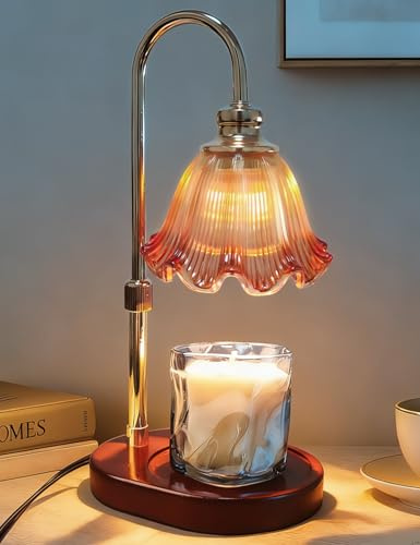 Banbanda Candle Warmer Lamp with Timer Dimmable: Birthday Gifts for Women, Safe Flameless Scent Lamp â Height Adjustable Candle Lamp, Walnut Solid Wood Base, with 2 Bulbs