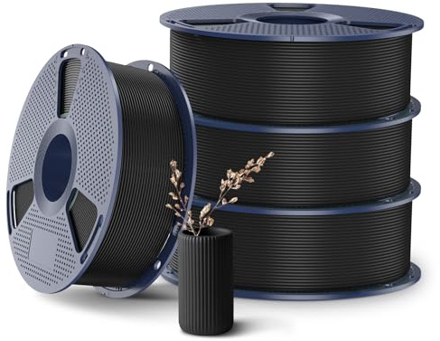 SUNLU 4KG High Speed PLA+2.0 Filament 1.75mm, High Liquidity Rapid 3D Printer Filament PLA Plus 2.0, Designed for Fast 3D Printing, 4 Pcs Black.