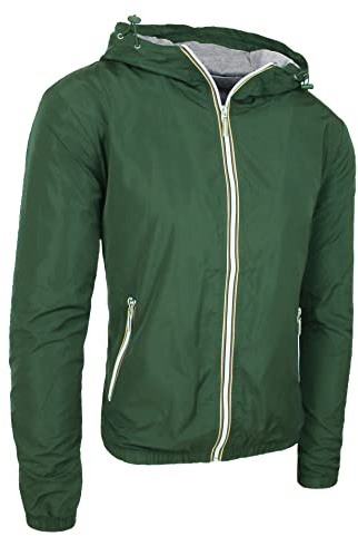 Evoga Giubbotto giacca uomo primavera estate casual impermeabile giubbino jacket estivo con cappuccio (IT, Testo, 3XL, Regular, Regular, Verde)