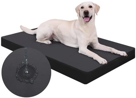 Favodormir Vattentät Hundkoja Inomhus, Ortopdisk Hundkudde i Eco-Läder, Avtagbar och Tvättbar, Madrasse för Hundar Stor och Medium Storlek, Hundsäng, Svart, 88x55x7cm