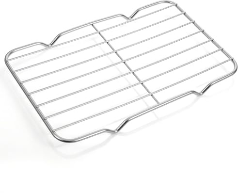 Quilax 1 griglia di raffreddamento per torte, 21,5 cm x 13,5 cm, in acciaio inox, piccola griglia di raffreddamento per torte, griglia di raffreddamento per cuocere biscotti freddi, cucina a vapore