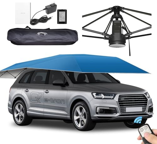 Tienda de campaña universal para coche, cochera móvil, sombrilla para coche, toldo plegable para coche, cubierta automática para coche, control remoto automático, uso al aire libre, gris plateado, 4,3
