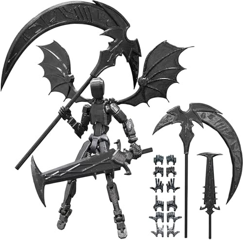 T13 Action Figure Multi Jointed Movable 3D Printed Robot Model Black Red t13 Action Figure Set For Collectors Game Lovers or Present Fans Desktop Decor Collecting and Easter Gifts (Black)