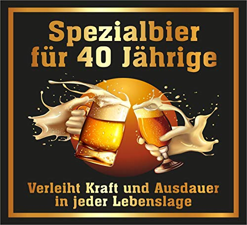 RAHMENLOS 3 St. Original Design: Selbstklebendes Bier-Flaschen-Etikett zum 40. Geburtstag.