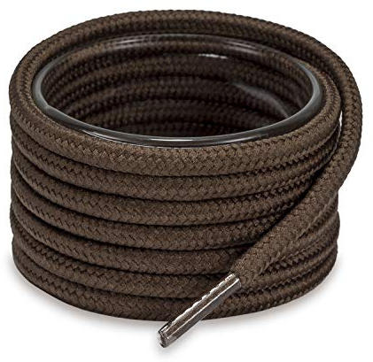 Shoemate Solid Color Round Shoe Laces for Sneakers, Boots and Athletic Shoes, Shoe Strings, Brown, 48(122cm) 13-KaFei ROD-122-13