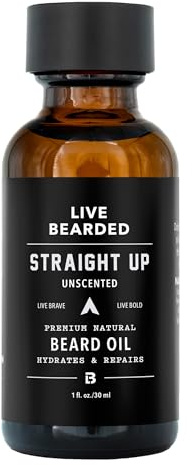 Live Bearded® Beard Oil, Straight Up, Fragrance-Free, 1 fl oz