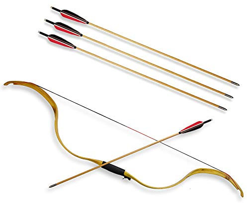 SHARROW Bogenschießen Traditioneller Recurve Bogen Takedown 20lbs Holzbogen Langbögen Bogen und Pfeil Set mit 3er Pfeilen für Erwachsene Anfänger Jagdübungs(Bogen+Pfeile)