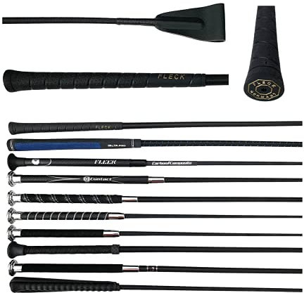 JA Horse Fleck Springpeitsche Springgerte Springstock Reitgerte (50 cm, Fleck-Griff schwarz)