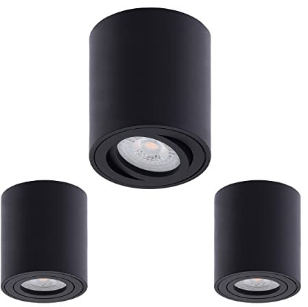 Oktaplex 3 pièces spot en saillie Noir - incl. module LED dimmable 5W 230V 3000K Blanc chaud 80x85mm Spot en saillie Lile M Aluminium orientable