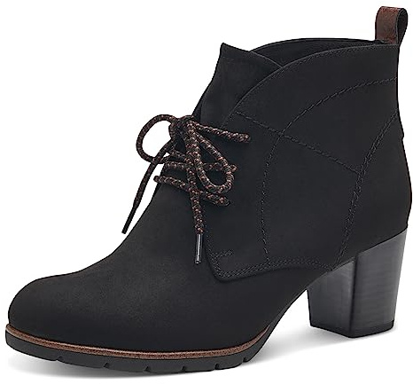 MARCO TOZZI Stivaletti Donna con Lacci Eleganti con Tacco a Blocco, Black Comb, 40 EU