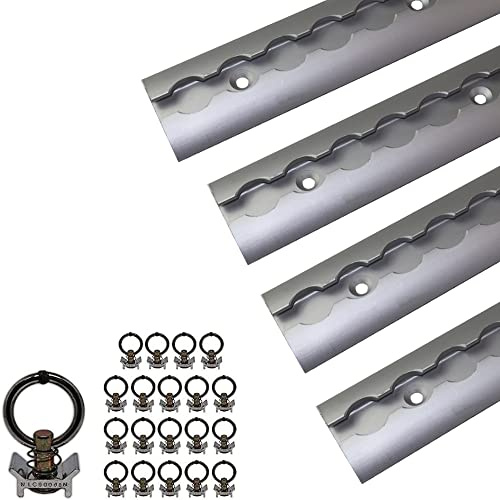 NTG 4 x 0,5 m Rail d'avion Rond en Aluminium de Forme Semi-Circulaire + 10 raccords en Aluminium | Sécurité de Charge pour camions et Camping-Cars | Rail d'arrimage percé | Argent anodisé