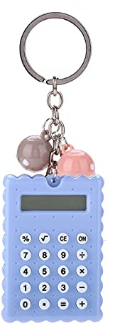 Mini Bärbar Miniräknare med Nyckelring, Trendig Söta Kakor Stil Nyckelring Miniräknare, Candy Color Pocket Miniräknare, 8-siffrig Display Fickkalkylator (Blå)