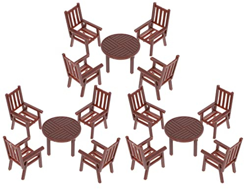 Ipetboom Terrario Sillas Juego De Mesa Y Silla De Comedor En Miniatura para Casa De Muñecas Modelo De s De Madera A Escala 1:50 Decoración 4 Juegos Mini Casa Regalo De Adorno DIY