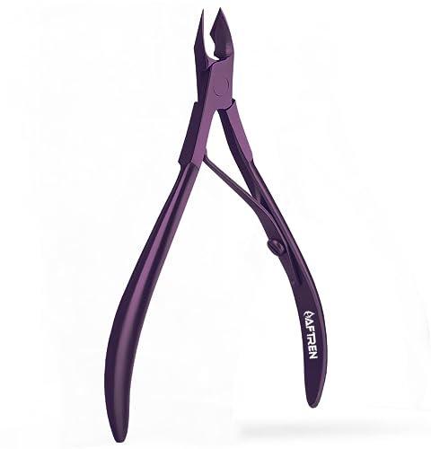 Pinza para cutículas profesional, cortadores de cutículas afilados de acero inoxidable, Mango antideslizante, elimina el exceso de cutículas, piel muerta (Purpul, 5,5 pulgadas)