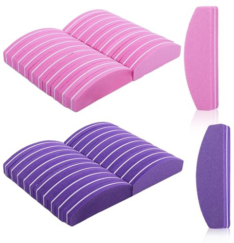 Limas de Uñas Profesionales LEAFS 42 Piezas Limas 100/180 Profesional Reutilizable y Lavable Lima Uñas Semipermanente para Salones de Uñas y en Casa Papel de Lija Profesional (Morado/Rosa)